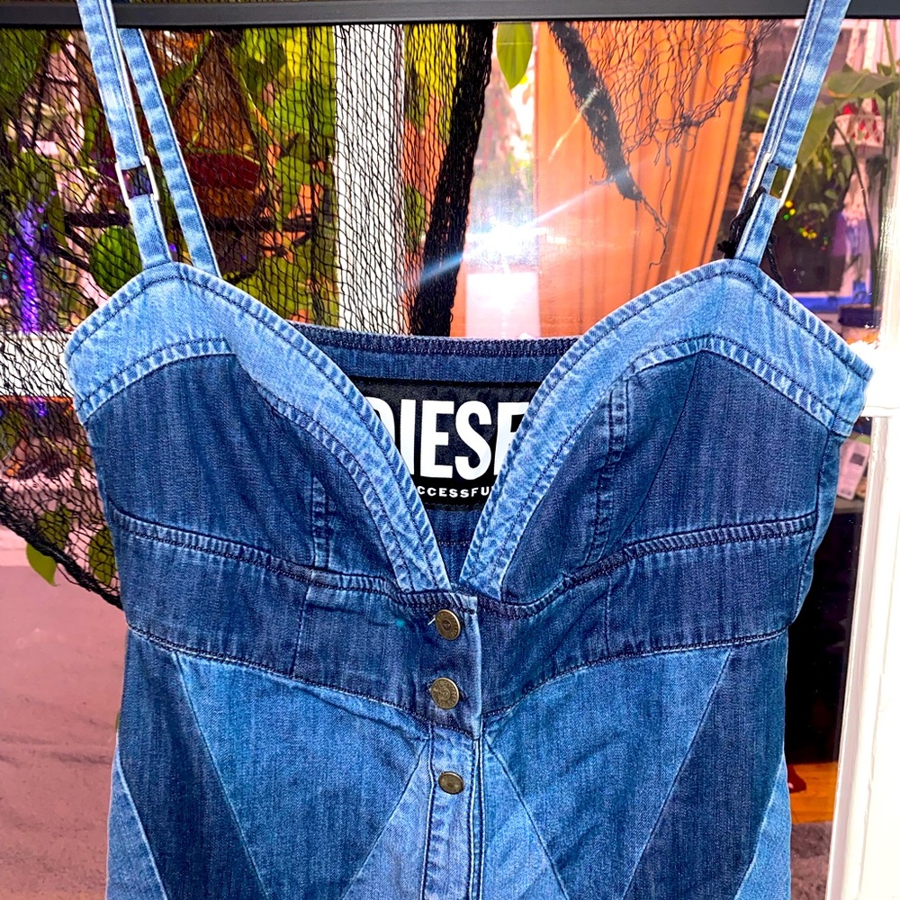 Diesel denim patchwork maxi dress